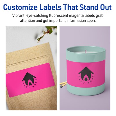 Avery Laser/Inkjet Rectangle Multipurpose Labels, 2" x 5", Neon Magenta, 320/Box (94241)