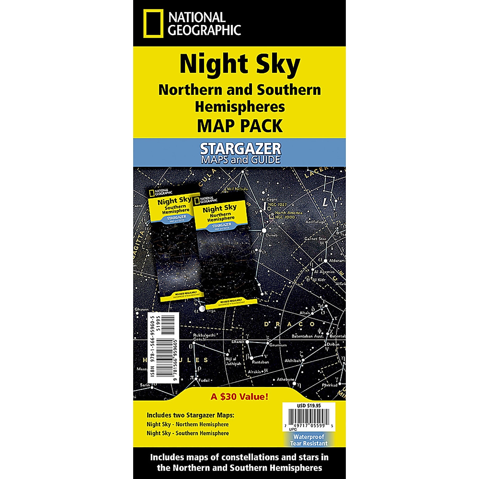 National Geographic Night Sky, Stargazer folded Map Pack Bundle, Folded: 4.25 x 9.25 ; Flat: 25.25 x 18.5 (NGMRE01021310B)