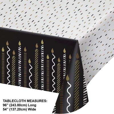 Creative Converting Golden Wishes Tablecloth, Black/Gold, 4/Pack (DTC365093TC)