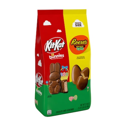 REESES and KIT KAT Snack Size Assorted Milk Chocolate Candy Variety Bag, 31.55 oz. (HEC46189)