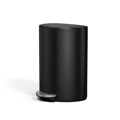 simplehuman 6L Semi-Round Can with Liner Pocket, Matte Black Steel, Indoor Step Trash Can, 1.6 Gallons (CW2109)