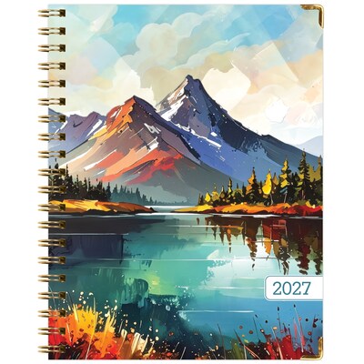 2027 Excello Brands 9" x 11" Weekly & Monthly Standard Planner, Paperboard Cover, Lake View (FSHN-CY27-8511-82)