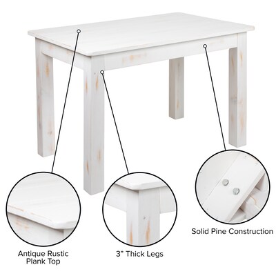 Flash Furniture HERCULES Series 46" Farm Dining Table, Rustic White (XAF46X30WH)