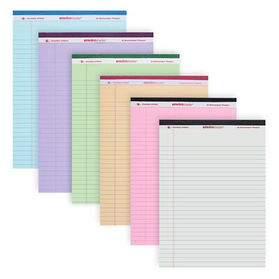 Roaring Spring Paper Products Enviroshades Notepad, 8.5 x 11.75, Wide Ruled, Assorted Colors, 50 Sheets/Pad, 6 Pads/Pack