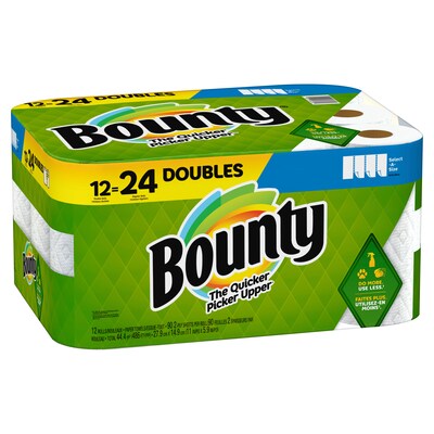 Bounty Select-A-Size Paper Towels, Double Rolls, White, 90 Sheets Per Roll, 12 Count
