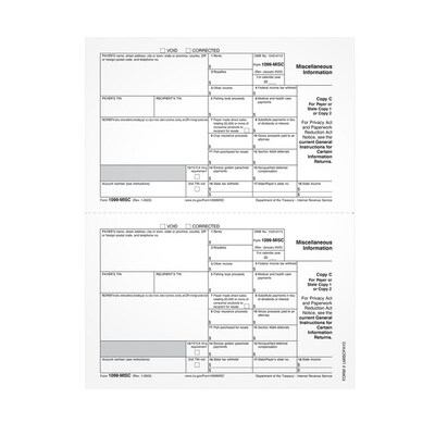 TOPS 2022 1099-MISC Tax Form, 1-Part, Copy C/2 Payer or State, 100/Pack (LMISCPAY2)