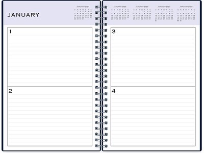 Blue Sky Perpetual 5.5 x 8.5 Daily Planner, Plastic Cover, Navy Blue (141138)