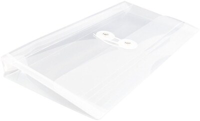 JAM Paper Premium Plastic Filing Envelope with Button & String Closure, 5 1/4 x 10, Clear, 3/Pack (921B1CLX3)