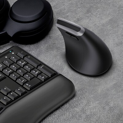 Delton G20 Wireless Ergonomic Keyboard and Optical Mouse Combo, Black (DKMKITERG20-WB)