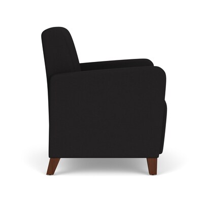 Lesro Ravenna Vinyl Guest Chair, Open House Black/Walnut Wood (RV1101.FWL-01OHBK)