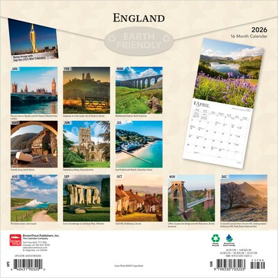 2026 BrownTrout England 12 x 12 Monthly Wall Calendar (9798330703203)