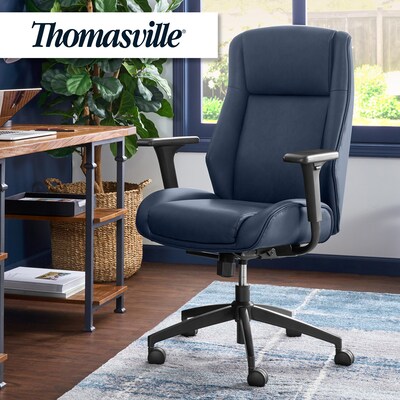 Thomasville Furniture Darius Ergonomic Bonded Leather Swivel Executive Chair, Navy (51490-NVY)