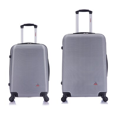 InUSA Royal 2-Piece Hardside Spinner Luggage Set, TSA Checkpoint Friendly, Silver (IUROY0SM-SIL)
