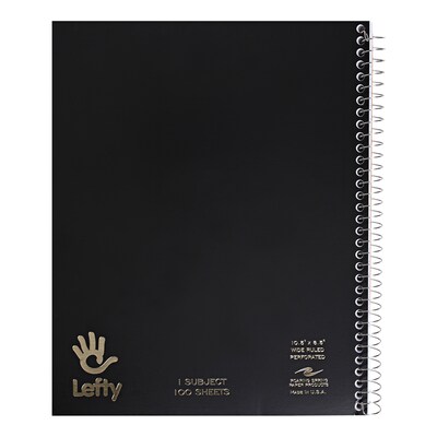 Roaring Spring Paper Products Lefty 1-Subject Notebooks, 8.5 x 10.5, Wide Ruled, 100 Sheets, Color chosen at random (13505)