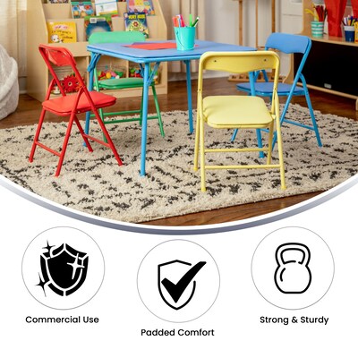 Flash Furniture Mindy Square Kids 5 Piece Folding Table and Chair Set, 24" x 24", Multicolored (JB9KID)
