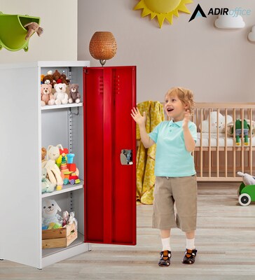 AdirOffice 48" Single Tier Red Storage Locker (629-01-RED)