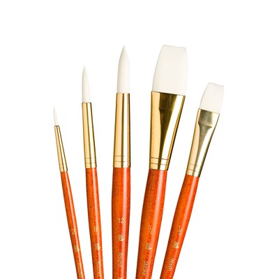 Princeton RealValue Short Handle Mixed Media Synthetic Taklon Variety Brush Set, 5/Set, 2 Sets/Bundle (PBXPR9152-2)