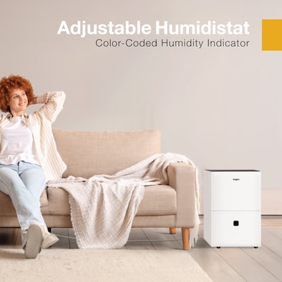 Whirlpool Energy Star 50-Pint Portable Dehumidifier, Covers up to 3,000 sq. ft., White (WHHD501AW)