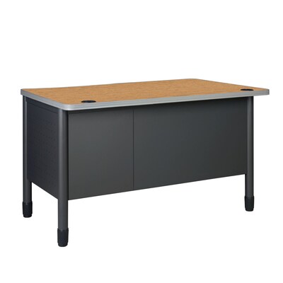 Regency Mesa Steel Single Pedestal Teacher's Office Desk w/ Center Drawer, 48" x 30", Medium Oak (66348SPCDMO)