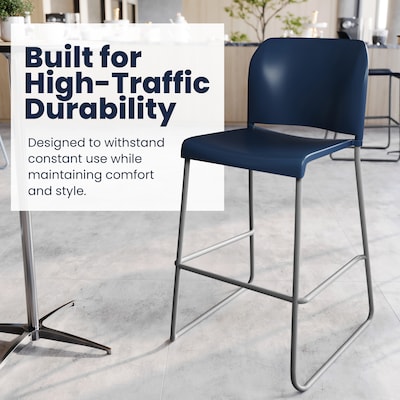 Flash Furniture Hercules Kenai Classic Plastic Stacking Full Back Bar Stool, Navy (RUT239AHBSNV)