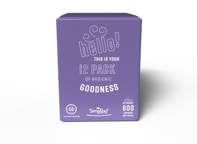 Simpleaf Lavender Scented Flushable Wipes, 50 Single Wipes/Box, 12 Packs/Box (S-012-12pack)
