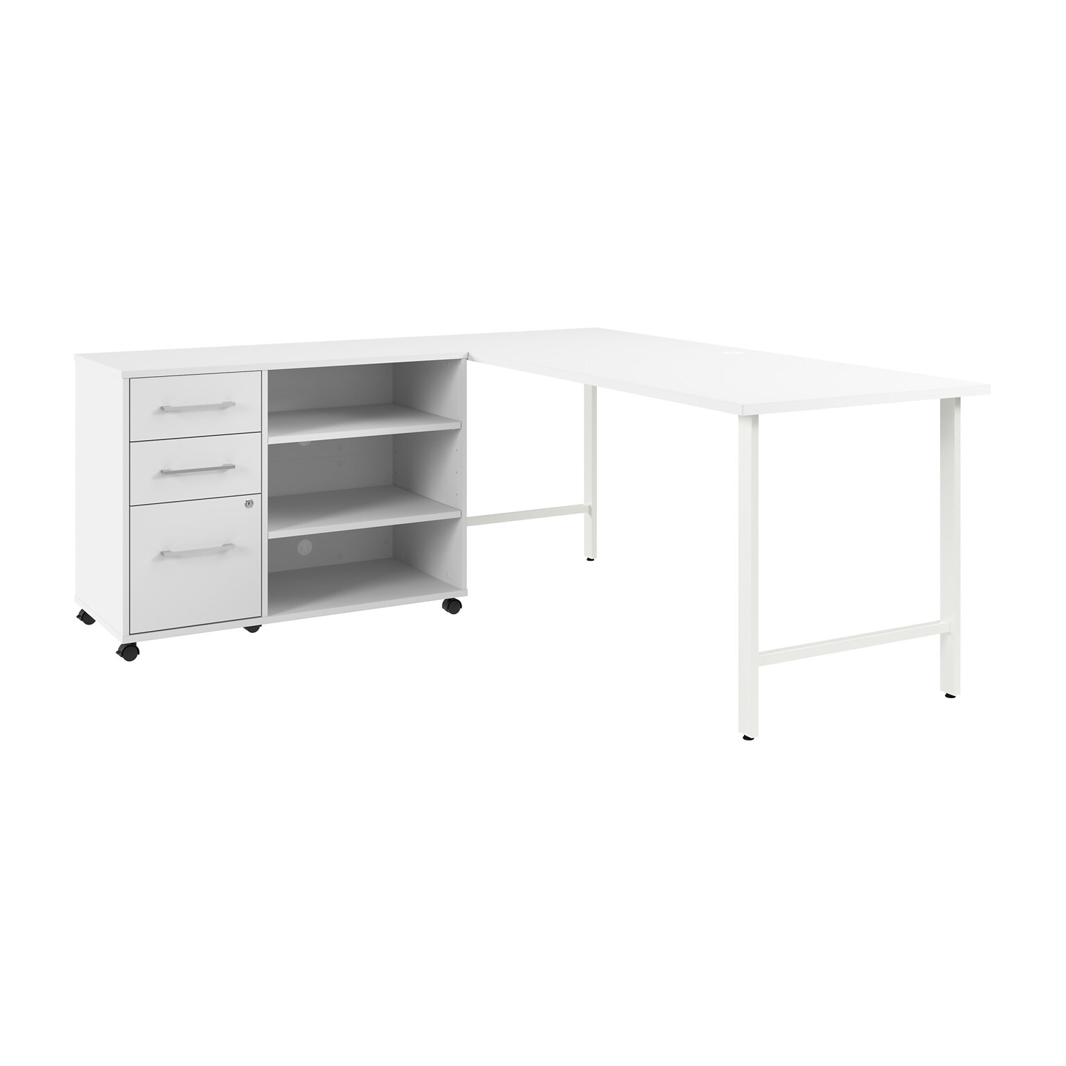 Bush Business Furniture Hustle 72W Computer Desk and Storage Cabinet with Drawers and Shelves, White (HUS010WH)