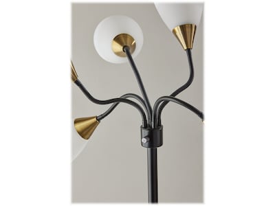 Simplee Adesso 5 Light 67" Matte Black/Antique Brass Floor Lamp with 5 Cone Shades (7205-01)