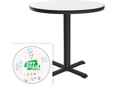 Correll 48" Round Dry-Erase Markerboard Cafe Table, Frosty White/Black (BXT48DER-80)