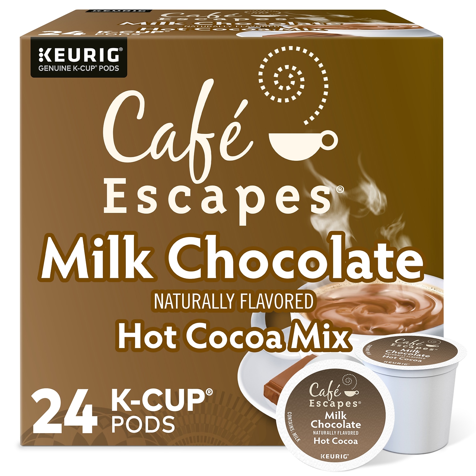 Cafe Escapes Milk Chocolate Hot Cocoa Mix, Keurig® K-Cup® Pods, 24/Box (6801)