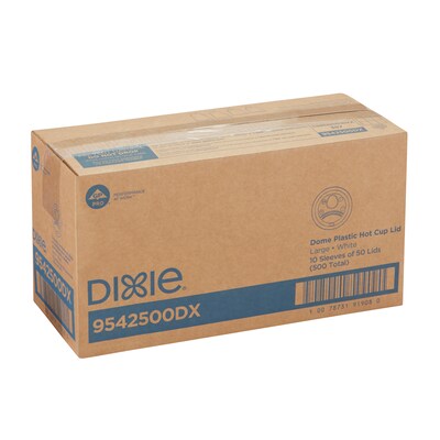 Dixie Dome Plastic Hot Cup Lids, 10-20 oz., White, 500/Carton (9542500DX)