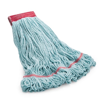 Coastwide Professional™ Looped-End Wet Mop Head, Large, Recycled PET, 5 Headband, Blue (CW57754)