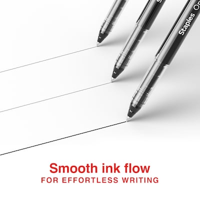 Staples Optiflow+ Rollerball Pens, Extra Fine Point, 0.5mm, Black Ink, Dozen (ST63314)