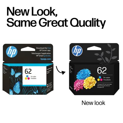 HP 62 Tri-Color Standard Yield Ink Cartridge, Prints Up to 165 Pages (C2P06AN#140)