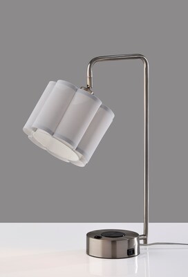 Adesso Dover Supercharger Incandescent Desk Lamp, 22.25"H, Brushed Steel/White (2616-22)