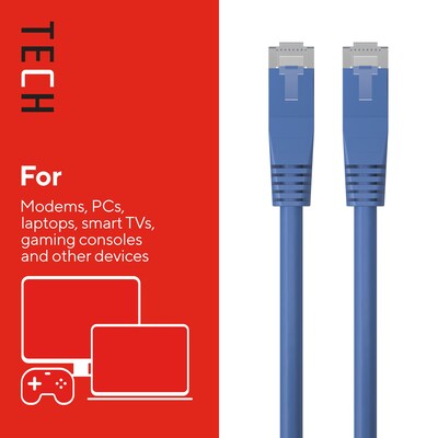 Staples TECH 25 ft. Cat-6 Ethernet Cable, Male to Male, Blue (ST62451)