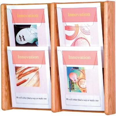 Wooden Mallet Oak & Acrylic Literature Displays; 4-Pocket