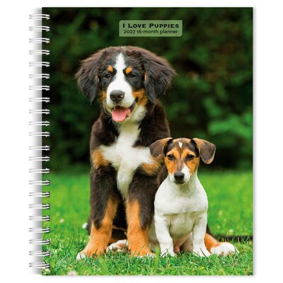 2027 BrownTrout I Love Puppies 6.5 x 7.8 Calendar Year Weekly Standard Planner, Multicolor (9798330709441)
