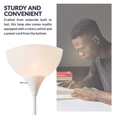 Newhouse Lighting Joey Torchiere Floor Lamp, White (NHFL-JO-WH)