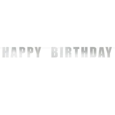 Party City Happy Birthday Letter Banner, Silver (AM121073)