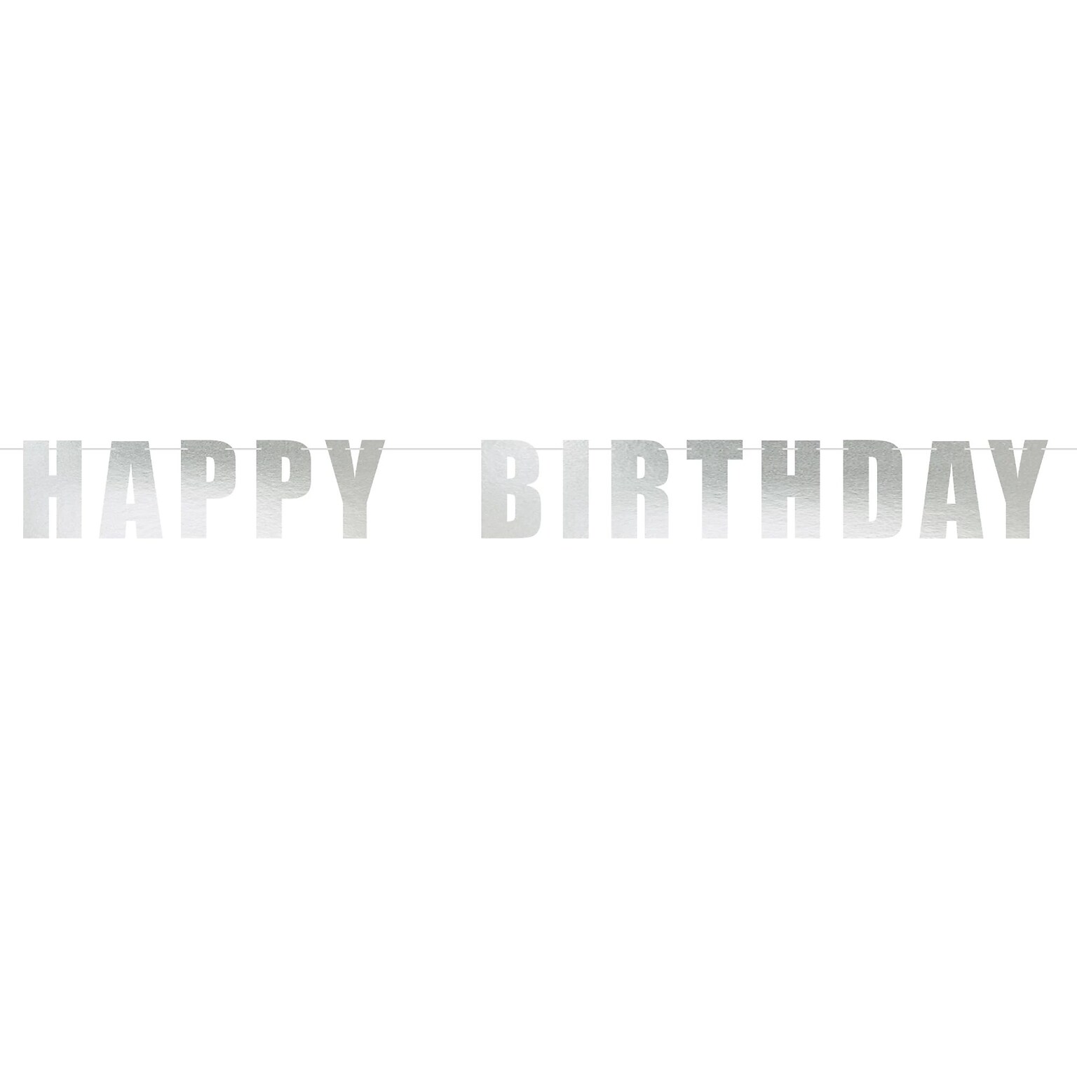 Party City Happy Birthday Letter Banner, Silver (AM121073)