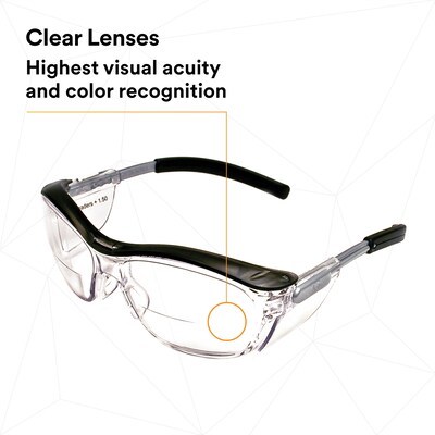 3M Nuvo +1.50 Safety Glasses, Clear Lens, 20/Carton (11434-00000-20)