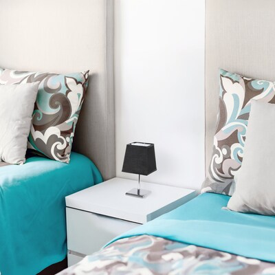 Creekwood Home Square Chrome 9.65" LED Table Lamp, Black (CWT-1013-BK)