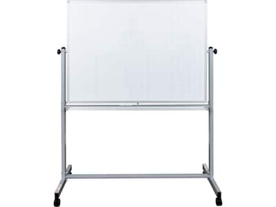 Luxor Dry-Erase Mobile Combination Ghost Grid/Whiteboard, Aluminum Frame, 36 x 48 (MB4836LB)