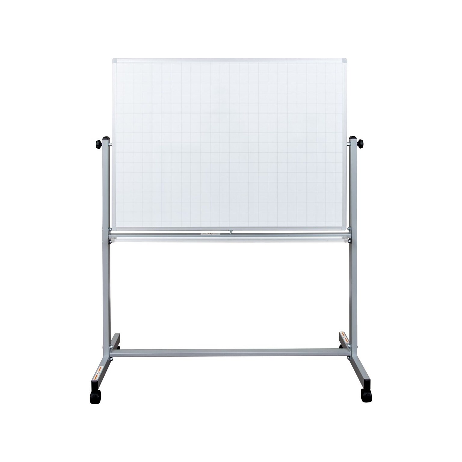 Luxor Dry-Erase Mobile Combination Ghost Grid/Whiteboard, Aluminum Frame, 36 x 48 (MB4836LB)