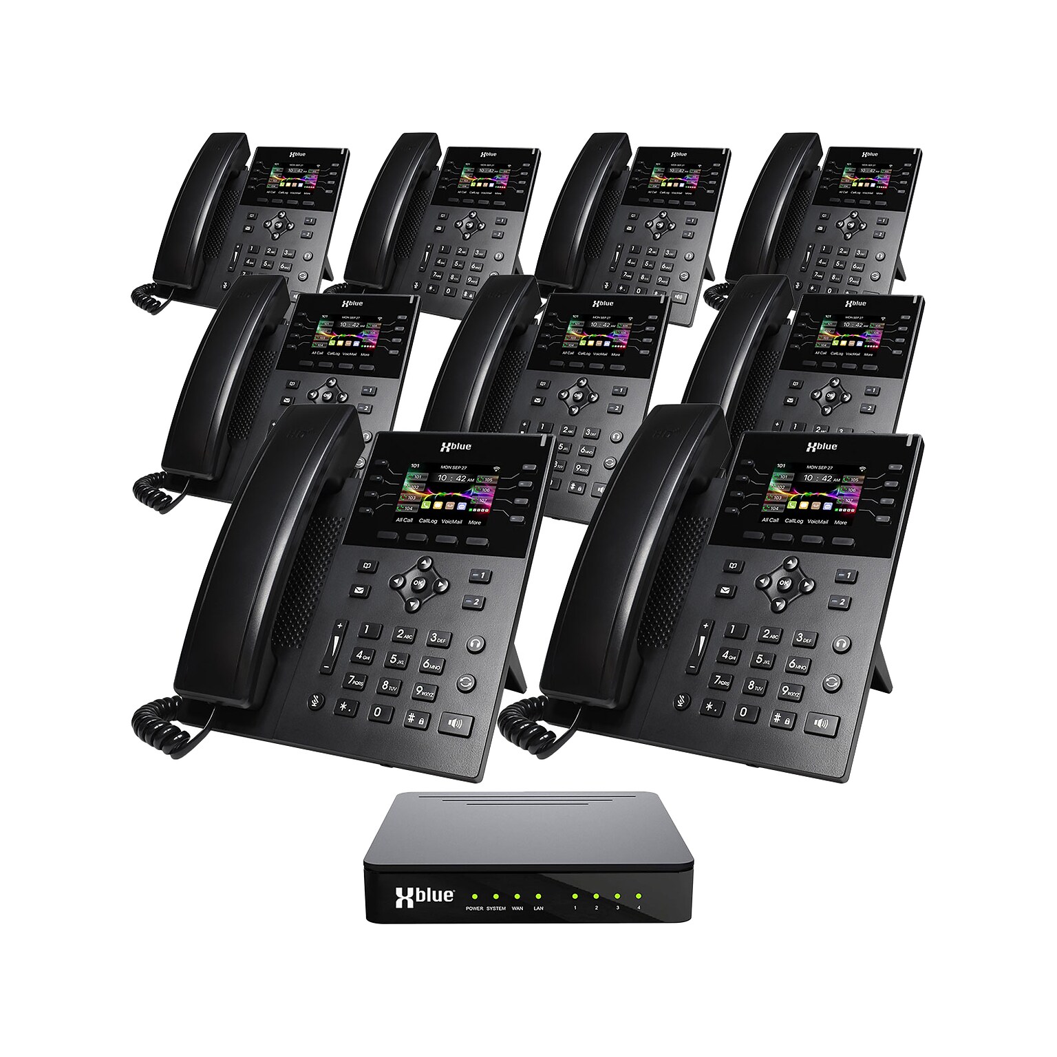 XBLUE QB1 14-Line Corded Conference Telephone System Bundle, Black (qb1-ip8g-4x9)