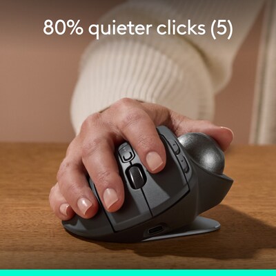 Logitech MX Ergo S Plus Wireless Ergonomic Trackball Mouse, Black (910-007247)