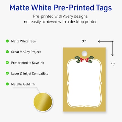 Avery 3 Blank Price & Merchandise Tags, White, 80/Carton (S00-FGW-PRMWT10)