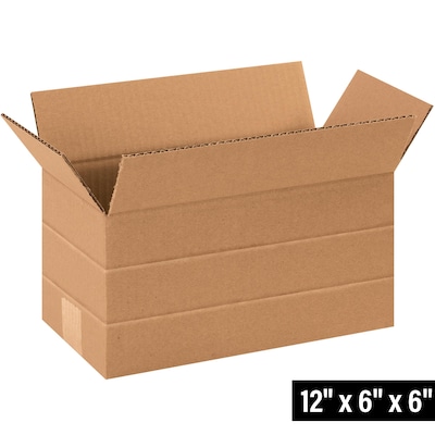12 x 6 x 6 Multi-Depth Shipping Boxes, Brown, 25/ Bundle (MD1266)