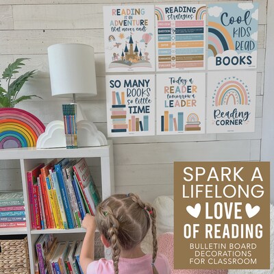 Hadley Designs 11" x 14" Boho Reading Posters For Classroom Library Decor, 6/Set (HDDX004A2EQN7)