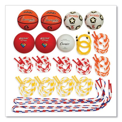 Physical Education Kit, 7 Assorted Balls & 14 Assorted Size Jump Ropes/Kit (CHUUPGSET2)